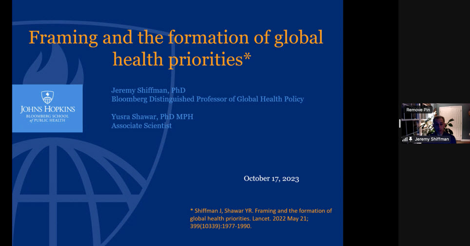 Professor Jeremy Shiffman on the formation of global health priorities