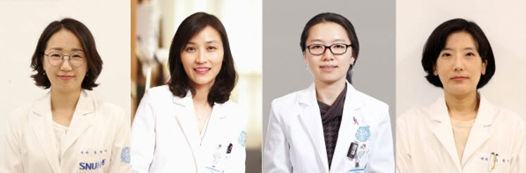 (From left) Doctors YOON Yeonyee (Cardiology), KIM Kyung-Min (Endocrinology), YUN Bo-La (Radiology), and SUH Jung-Won (Cardiology)