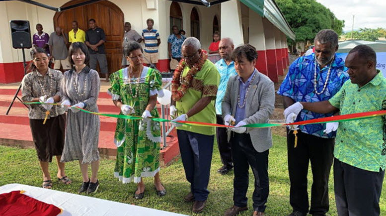 A ceremony to celebrate the completion of the rainwater harvesting facility in Vanuatu